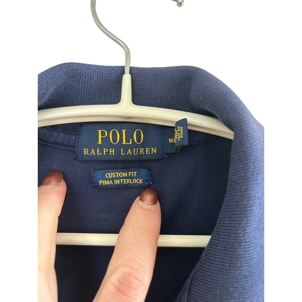 Polo Ralph Lauren Pima Interlock Polo Boys Medium 10-12 Navy Blue Custom Fit - Picture 5 of 7